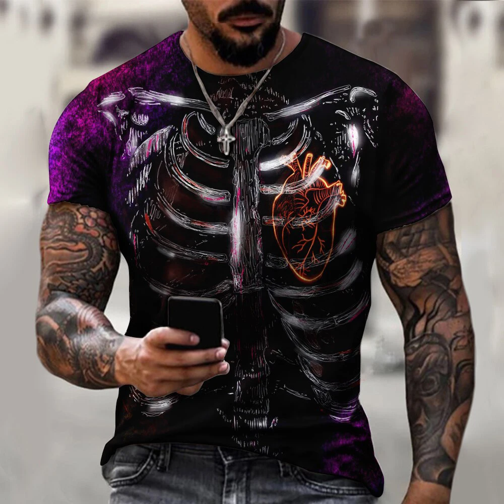 -neck Loose T Shirt For Men Breathable Comfortable Clothing Trend Dazzling Cool Men T shirt Summer Quick Dry Material Male Top