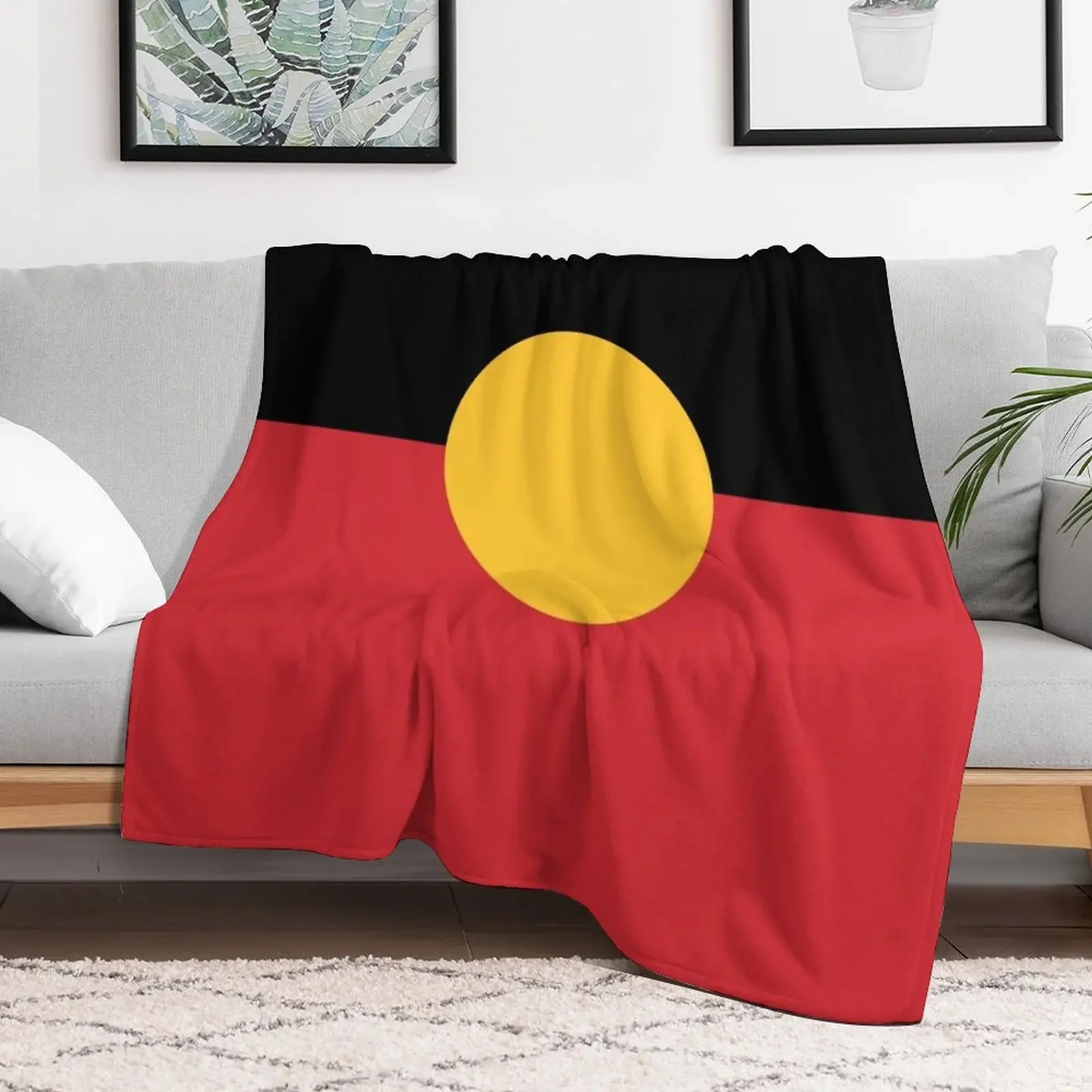 Aboriginal Flag #3 Throw Blanket Long Lasting Soft Plush Blanket for Daily Use