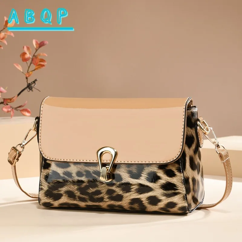New Women's Shoulder Bag Luxury Brand Leopard Print Bright Leather Women's Handbag Large Capacity Fashion Casual Women's Bag