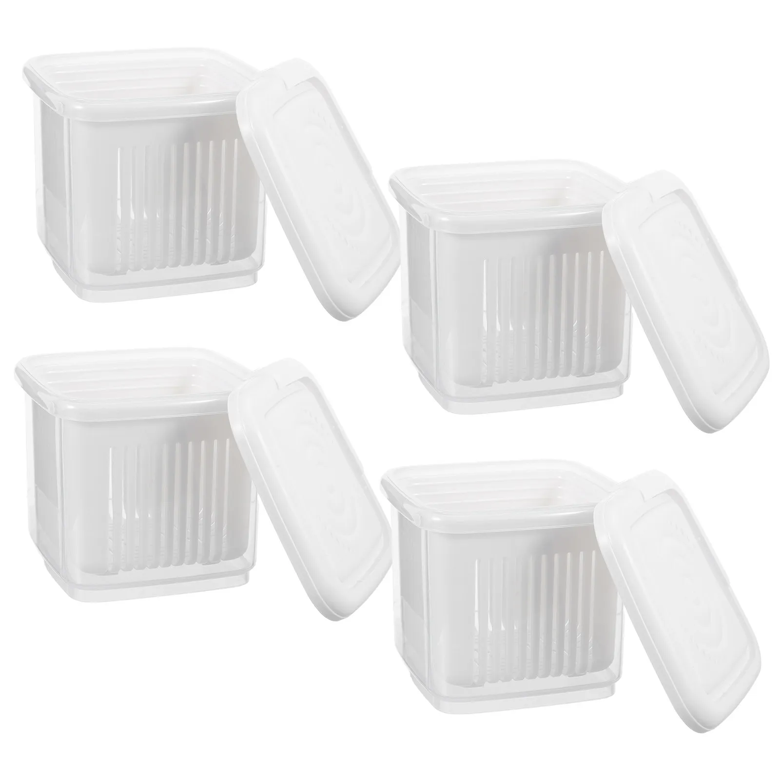 4Pcs Berry Storage Bins Leak-Resistant Lid Plastic Berry Keeper Container for Refrigerator Fresh Produce Fruit Vegetable