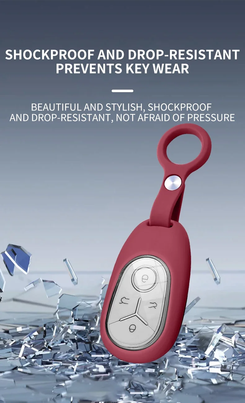 Liquid silicone smart key cover - red finish detail