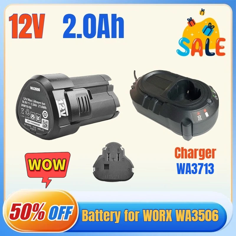 New 12V 2000mAh for WORX 12V WA3506 WU127 WU128 WU130 WU131X WU132 WU280 WX540 WX129 WX128 Electric Tool Battery