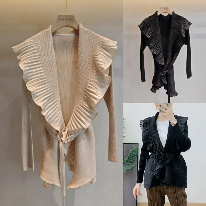 

Лето 2023, новая плиссированная куртка Miyake с украшением кефали, высококачественная солнцезащитная куртка, женская верхняя одежда больших размеров