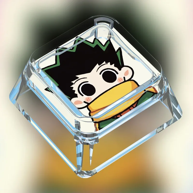 قبعات لوحة المفاتيح الميكانيكية Hunter x Hunter Gon Freecss Killua Zoldyck كارتونية تشيبي أغطية مفاتيح شفافة مخصصة للبيع بالجملة