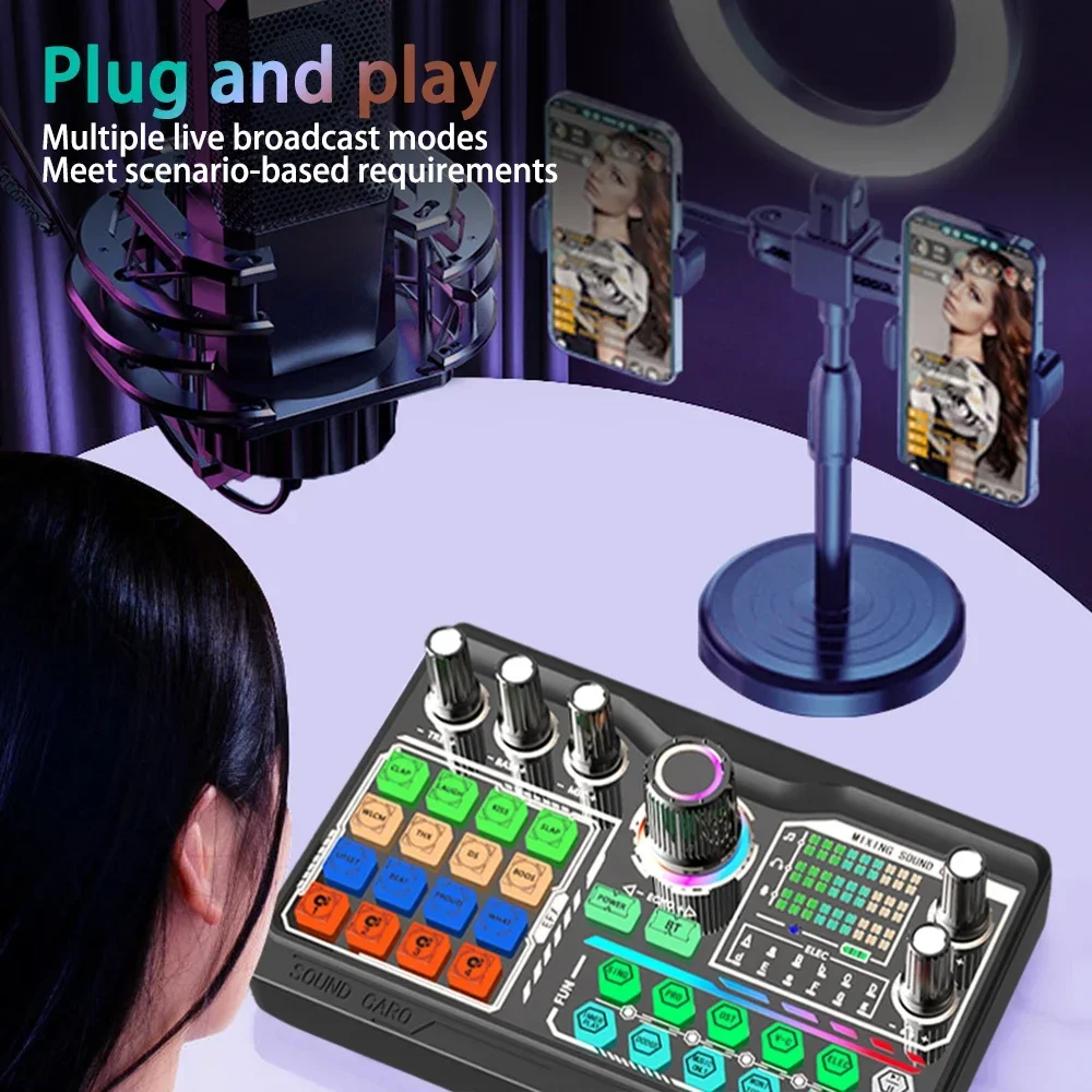 طقم بطاقة صوت احترافية لميكروفون البودكاست، بطاقة صوت عالية الدقة للكمبيوتر الشخصي والهواتف الذكية والكمبيوتر المحمول وتسجيل مدونة الفيديو والبث المباشر