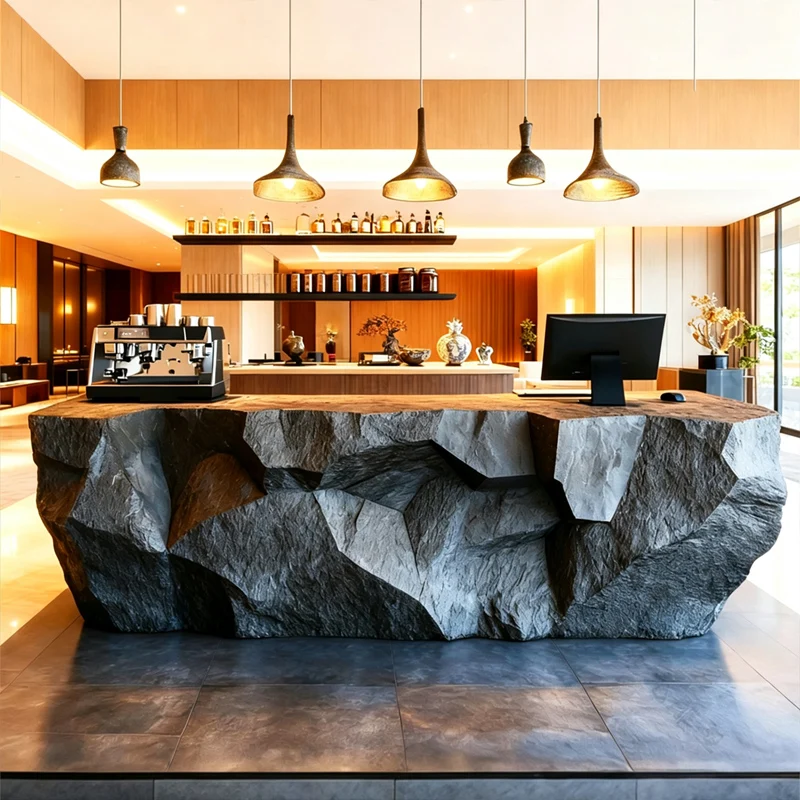 %*y Texture MDF Piano Paint Reception Desk Luxury Front Counter Hotel Lobby Office Beauty Salon Custom Size OEM ODM Design