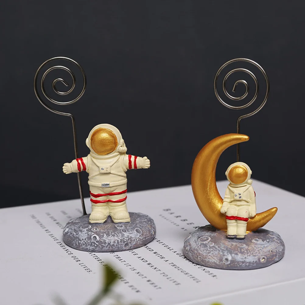 

Astronaut Name Card Holder Golden Memo Clip For Home Office Desktop School Creative Photo Clip Stand Note Holder