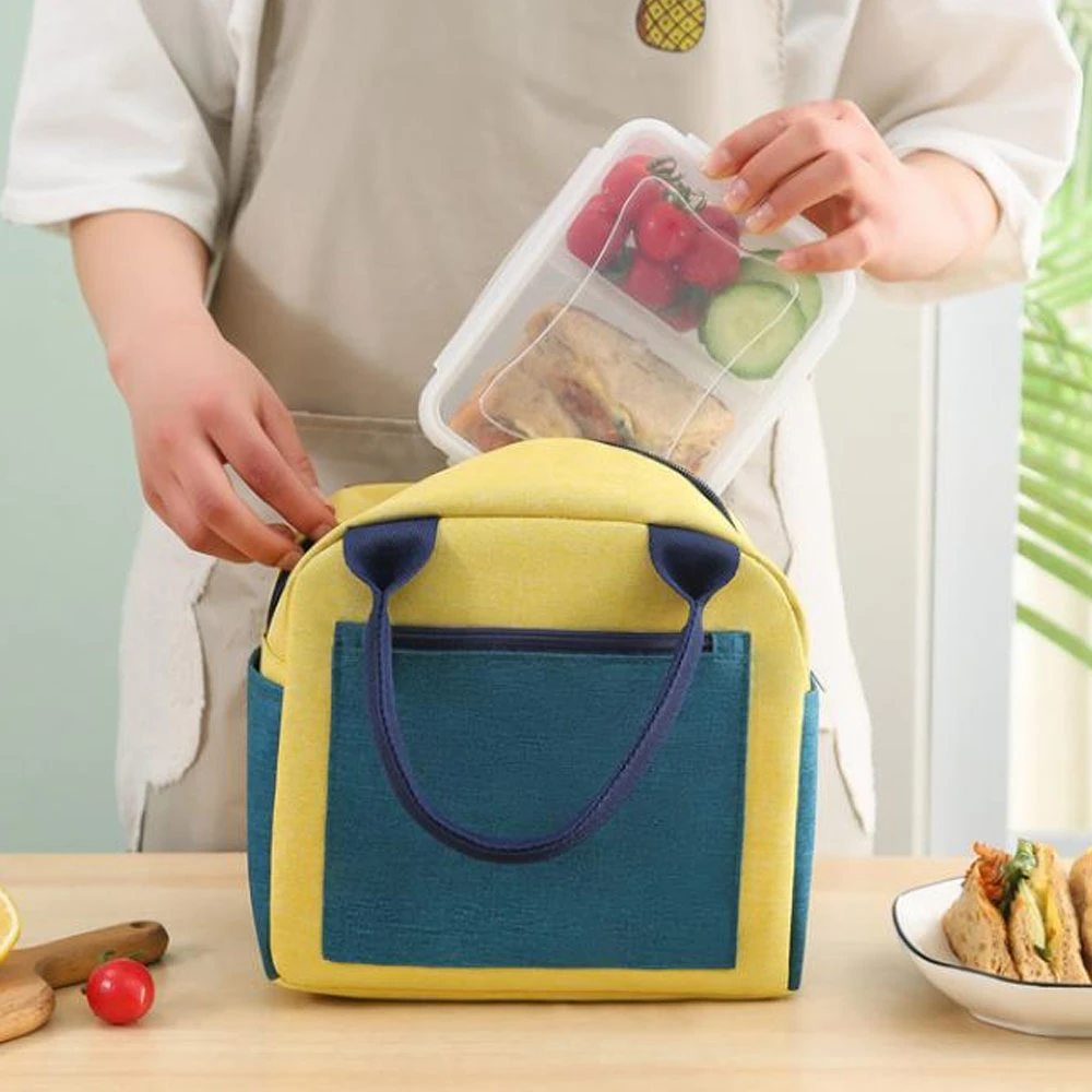 

Portable Bento Bag Commute Office School Outdoor Picnic Thermal Insulated Food Sandwich Storage Handbag Easy Clean Lunch Bag