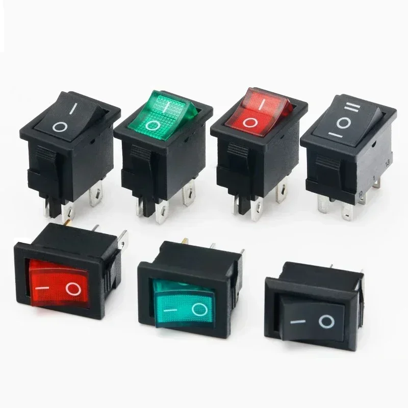 10 PCS KCD1 2/3/4Pin Boat Car Rocker Switch 6A/10A 250V/125V AC Red  Green Blue Button for Precise Power Control 15mm x 21mm