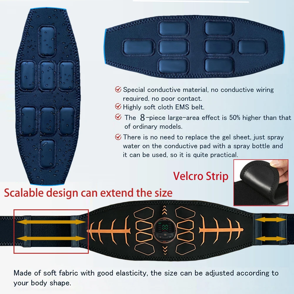Abs محفز حزام تنغيم البطن EMS محفز العضلات تونر العضلات التدريب تجريب أجهزة لياقة بدنية المنزل الصالة الرياضية USB تهمة #4
