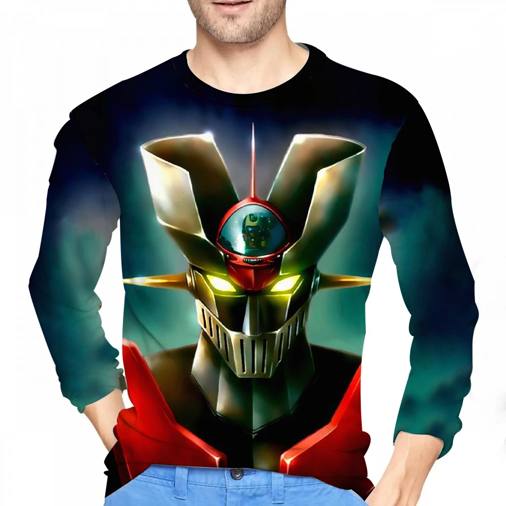 Nueva camiseta con estampado 3D de Robot de Anime Mazinger Z, camisetas informales de manga larga para hombres y mujeres, camisetas Harajuku de gran tamaño para hombres, camisetas, ropa para hombre