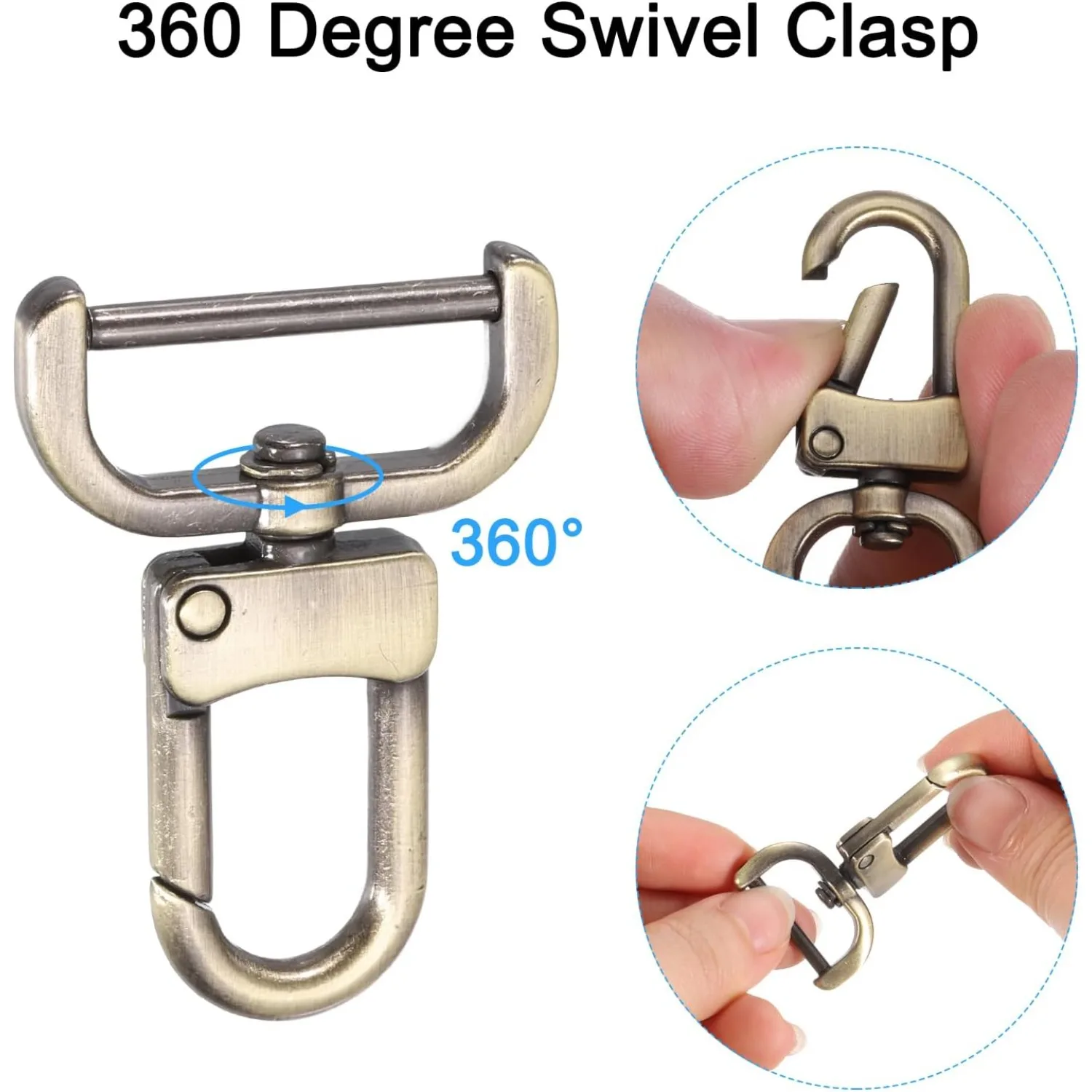2 Stück abnehmbare Karabinerhaken, drehbare D-Ringe, Karabinerhaken mit Schraubstange für Schlüsselanhänger, Schlüsselband, Handtaschenschnalle – Detail 3