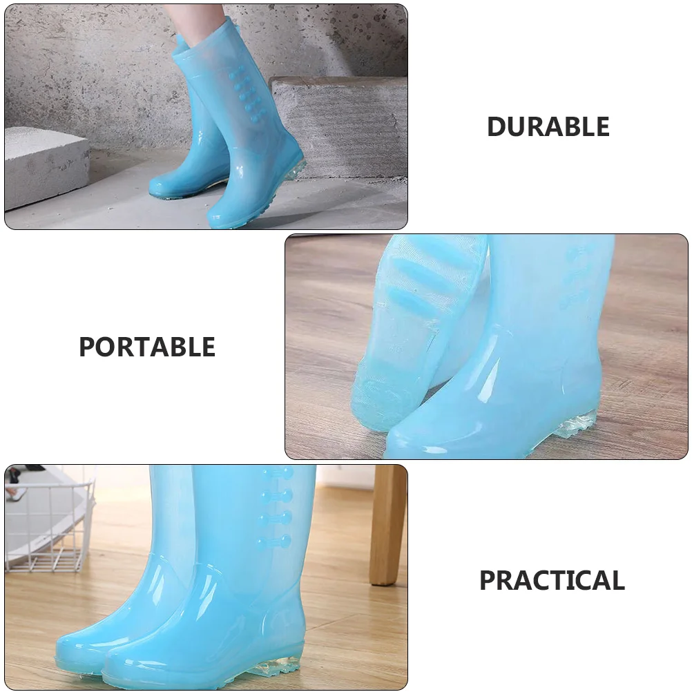 

1 пара непромокаемых ботинок, женские нескользящие уличные дождевые ботинки из ПВХ, защита для обуви, непромокаемые противоскользящие легкие дождевики