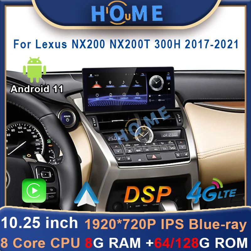 Android 11 8+128G Car Radio GPS Navigation For Lexus NX NX200 NX200T 300h 2014-2021 Multimedia Player CarPlay Autoradio Stereo