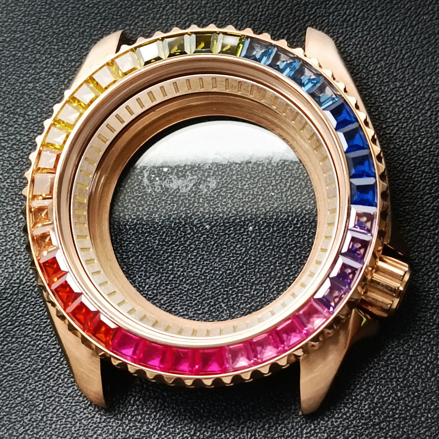 42 มม.อัญมณี BEZEL 007 กันน้ําสําหรับ NH Movement 35 36 การเคลื่อนไหว Sapphire คริสตัลอัญมณีกรณี