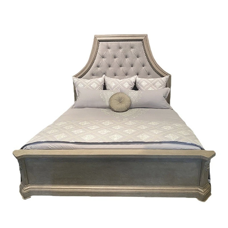 

American solid wood bed ART retro bedroom 1.8 meters post-modern minimalist