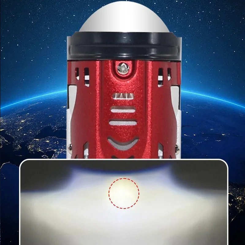 

H4 LED Headlight Bulbs Mini 1.5 Inch Bi LED Projector Lens 12V 50W 6000K Hi Lo Beam Plug and Play Universal for Car Bike