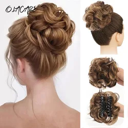 OLA Synthetic Chignon Messy Bun Claw Clip in Hair Piece Wavy Curly Hair Bun Ponytail Extensions Scrunchie Hairpieces for Women