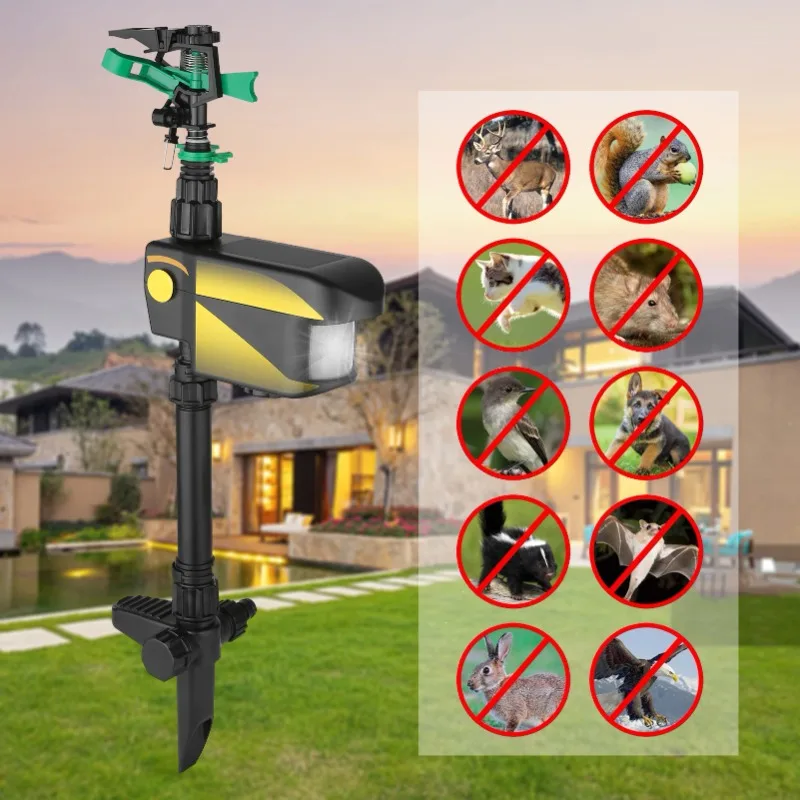 

1pc ultrasound Repellant Cat Dog Repellant Solar Powered Rechargeable Garden Waterproof creature Deterrent For Farm