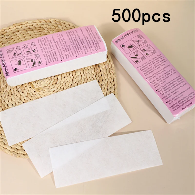 عالية الجودة غير المنسوجة إزالة الشعر لفات ورق شمع 100/500 قطعة الجسم القماش لنزع الشعر شريط شمع لإزالة الشعر
