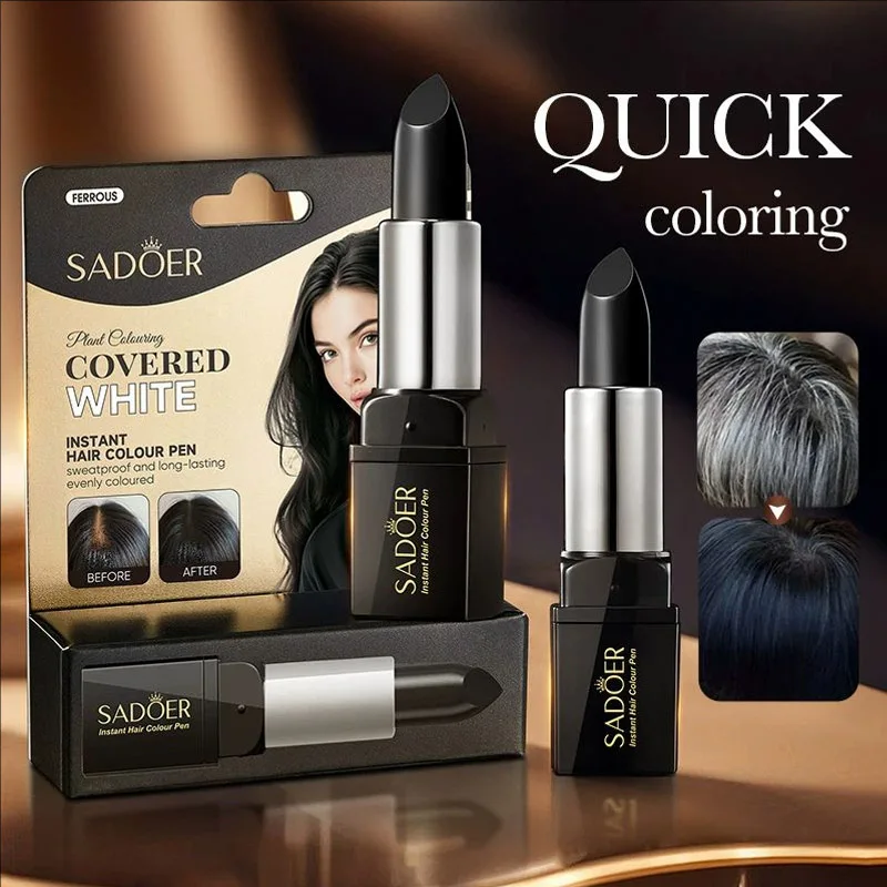 Black and Brown One-off Temporary Hair Coloring Covered White Hairs Hairline Disposable Hair Dye Stick Smear Type Dye