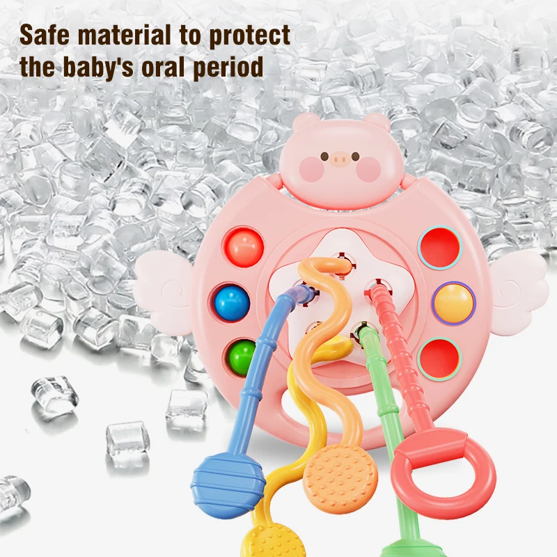 Infant Baby Sensory Development Finger Grasp Training Toys 0- 12 Months Simple Bubble Pull String Early Learning Montessori Toy