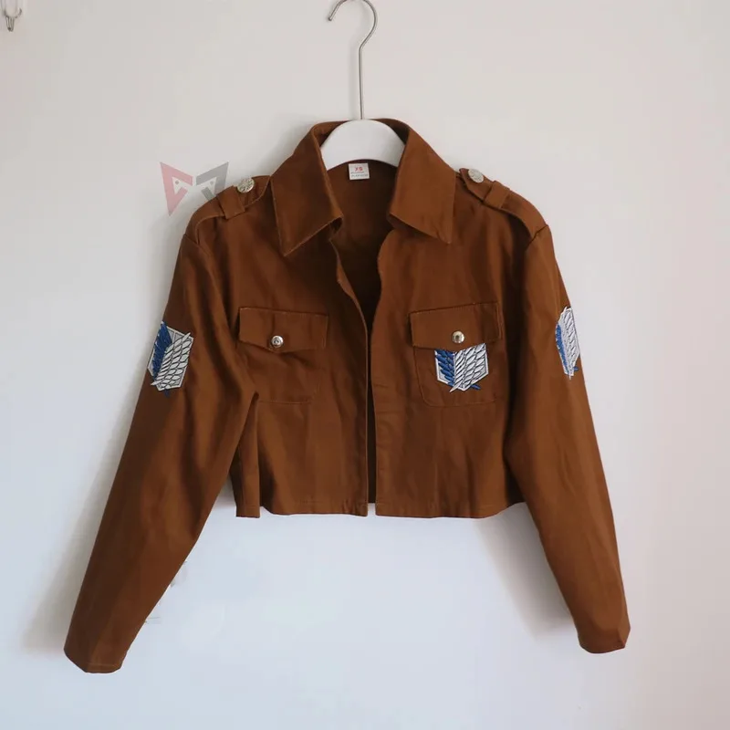 

Halloween Coat Jacket For Eren Levil Mikasa Ackerman High Quality Cotton Fabric Embroidery Badge Cosplay Costume