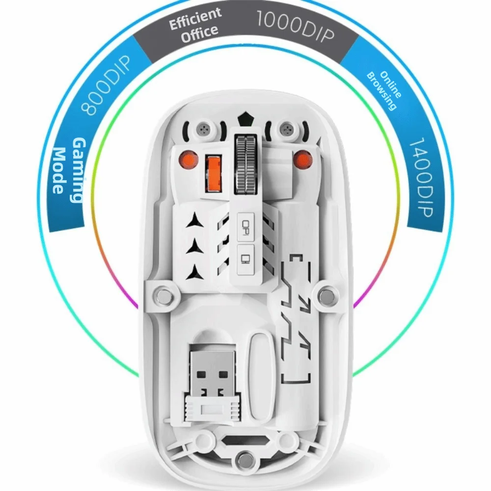 

3 Modes Wireless Gaming Mouse Type-C Rechargeable Noiseless Operation Transparent Mouse Magnetic Design Silent Mice Laptop Use