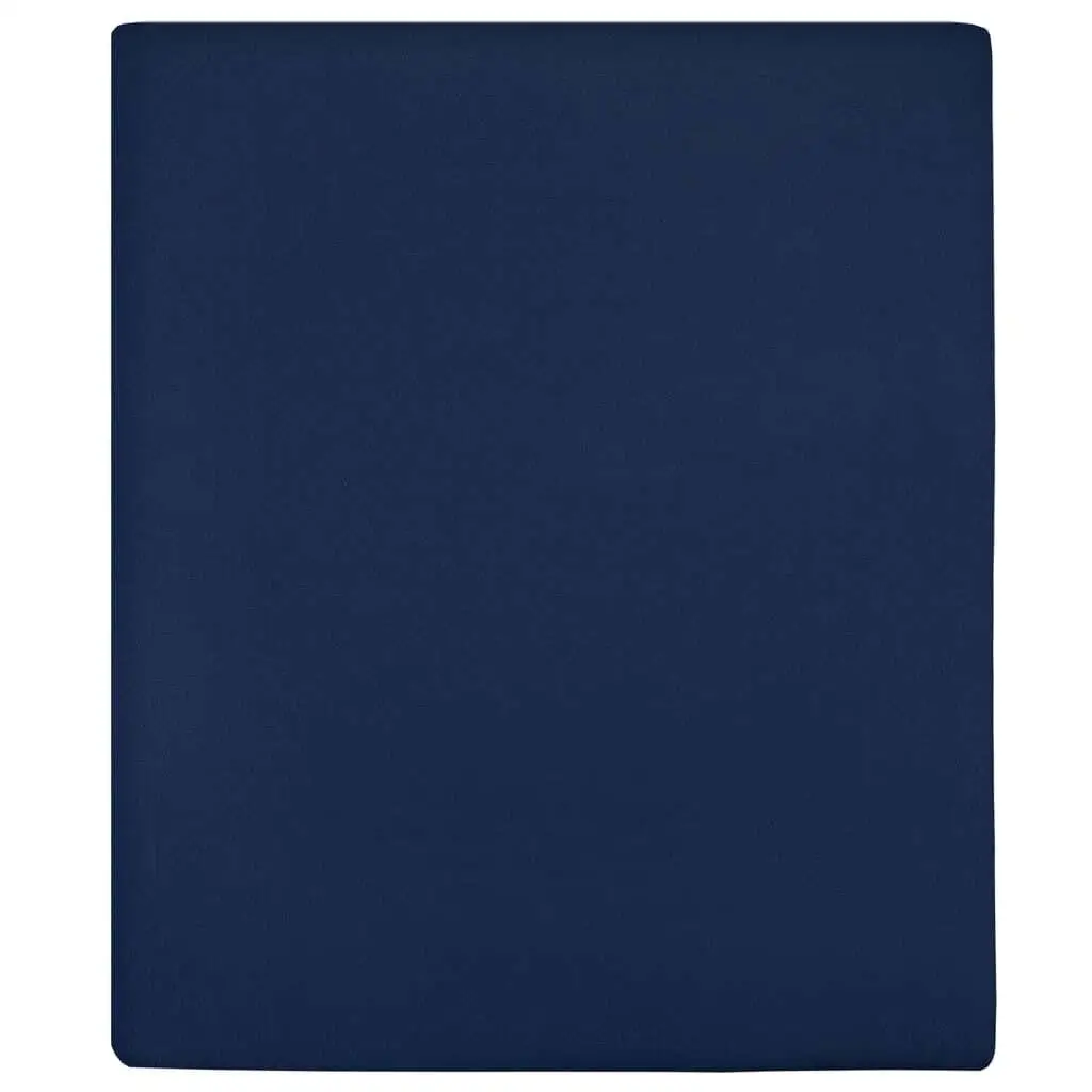 160x200 cm Navy Blue Cotton Fitted Jersey Sheet - Soft, Durable Bedding for Ultimate Comfort