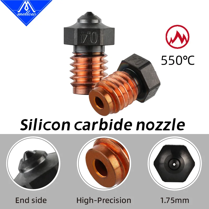 Mellow Durable Reduce Stick Phaetus Silicon Carbide V6 Nozzle For 3D Printer Accessories Nozzles M6 Prusa Voron VzBoT Hotend