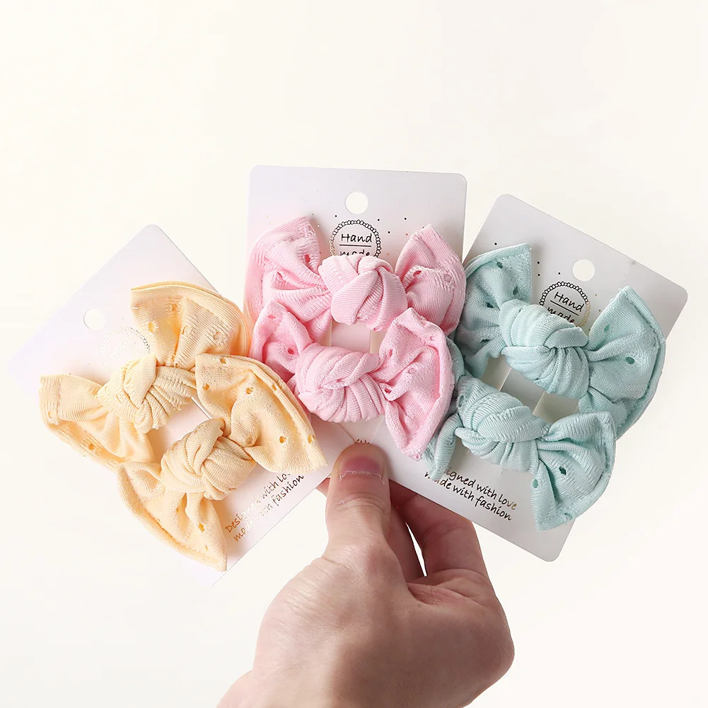 16Pcs=8Pairs 3.0 Inch Sweet Bow Hairclip With Card Newborn Baby Girls Hairgrips Kids Hair Accessories