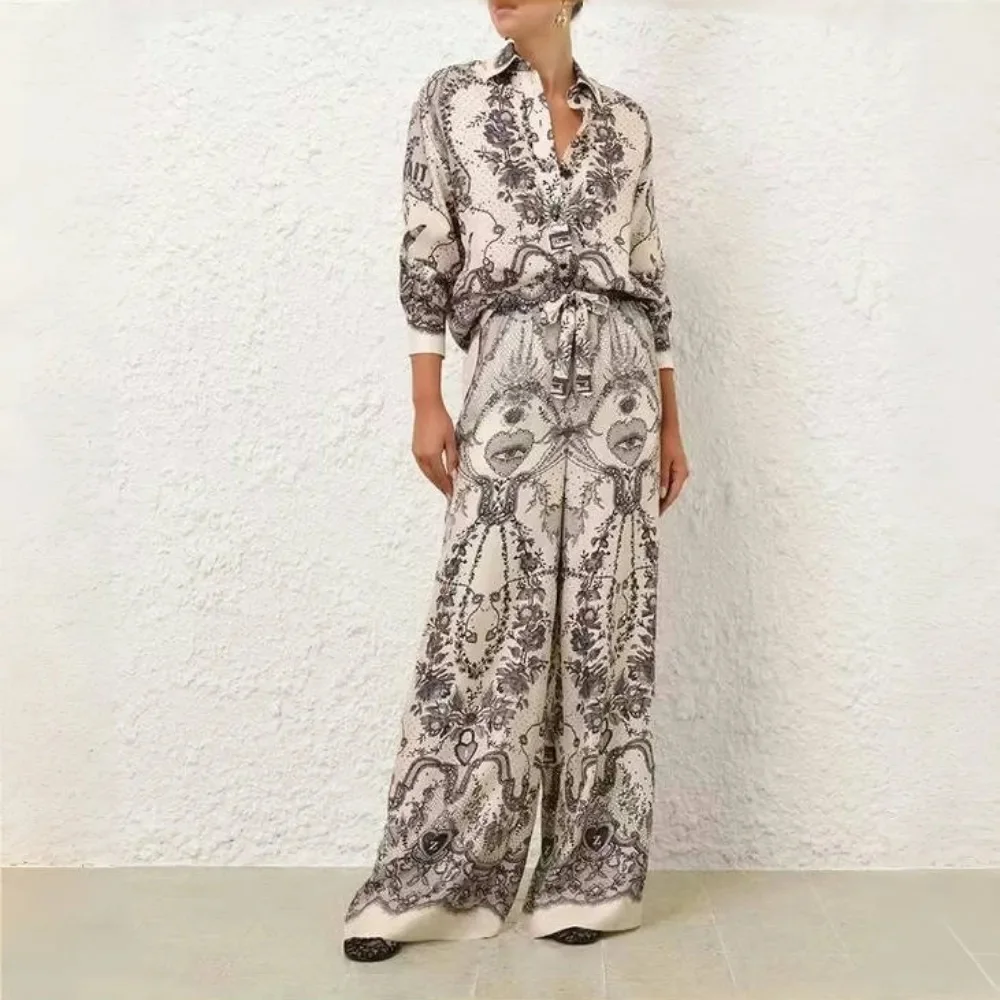 

Women's Suit Floral Linen Elegant Long Suits Casual Vacation Beach Party Suits Woman Clothing Fashion High Quality Suits 2025