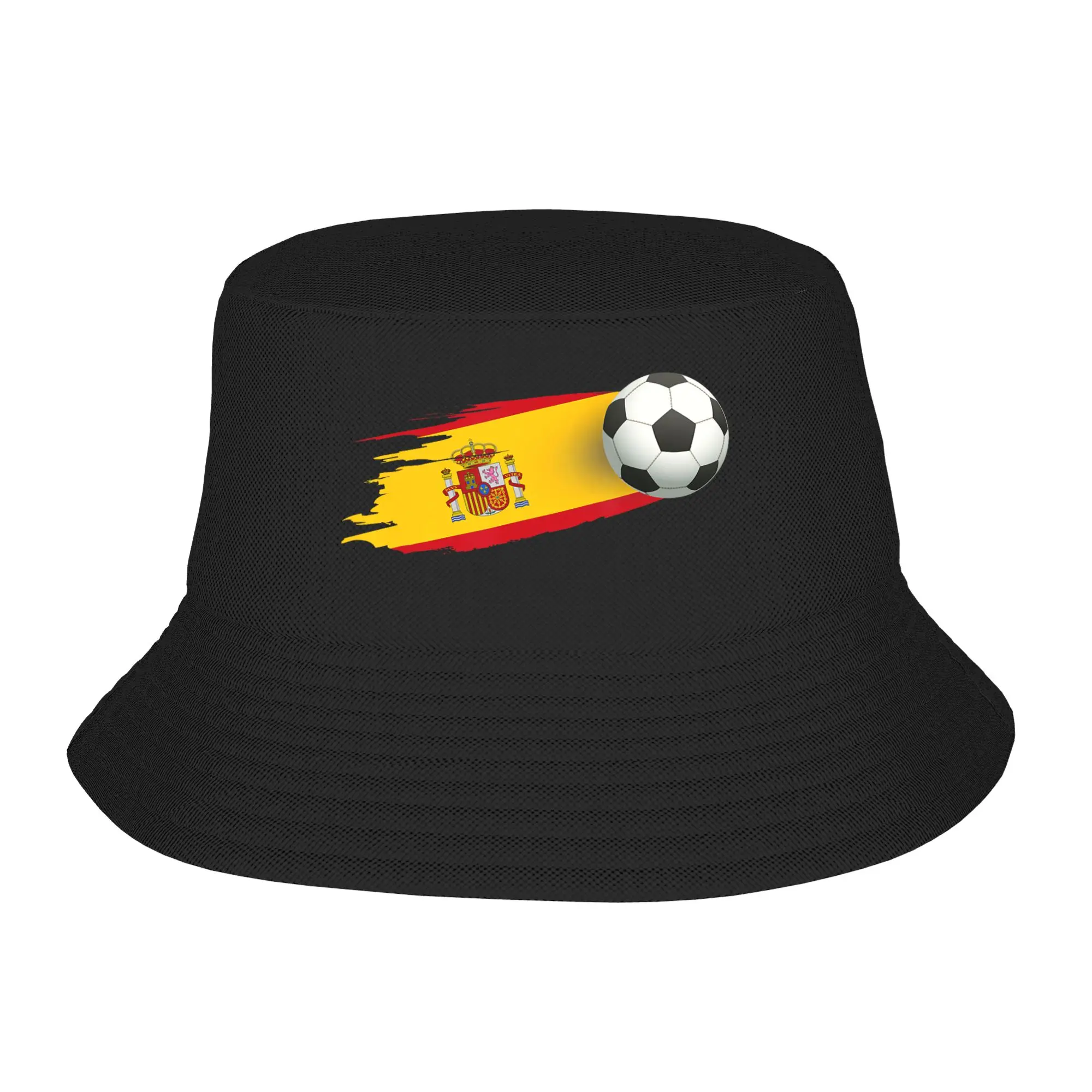 Spain Spanish Flag  Bucket Hat  Hawaii Fisherman Caps For Men Women Casual Fishing Visor Hats Foldable Design Cap
