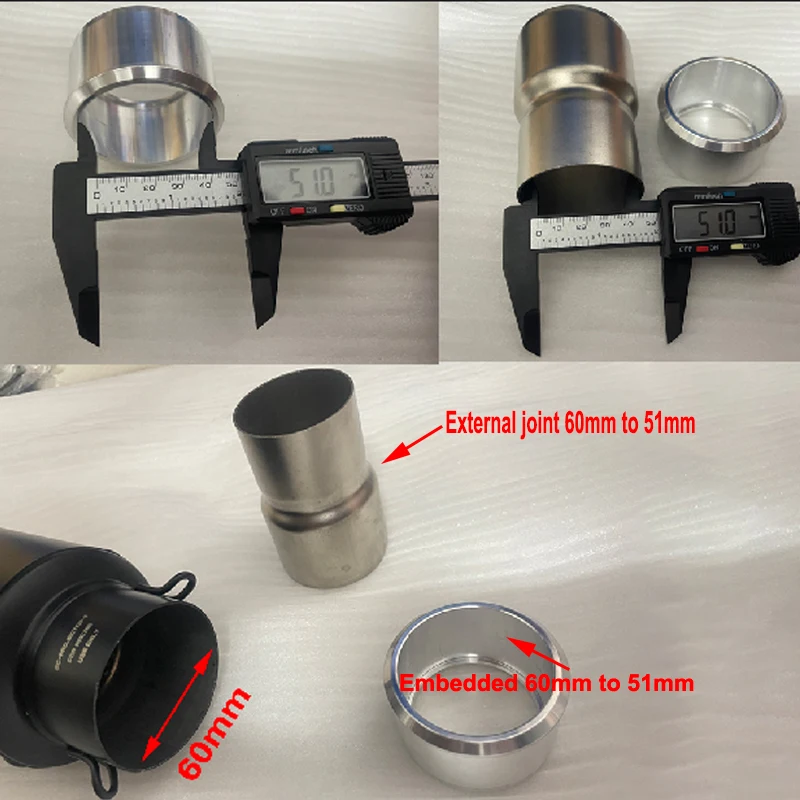 Universal 60mm to 51mm Adapter Motorcycle Modified exhaust Muffler pipe Adapter Reducer Connector Pipe Tube Espace Moto