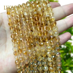 6 8 10MM Good Quality Faceted Natural Stone Citrine Loose Round Spacer Beads for Jewelry Making Diy Bracelet Charms Accessories