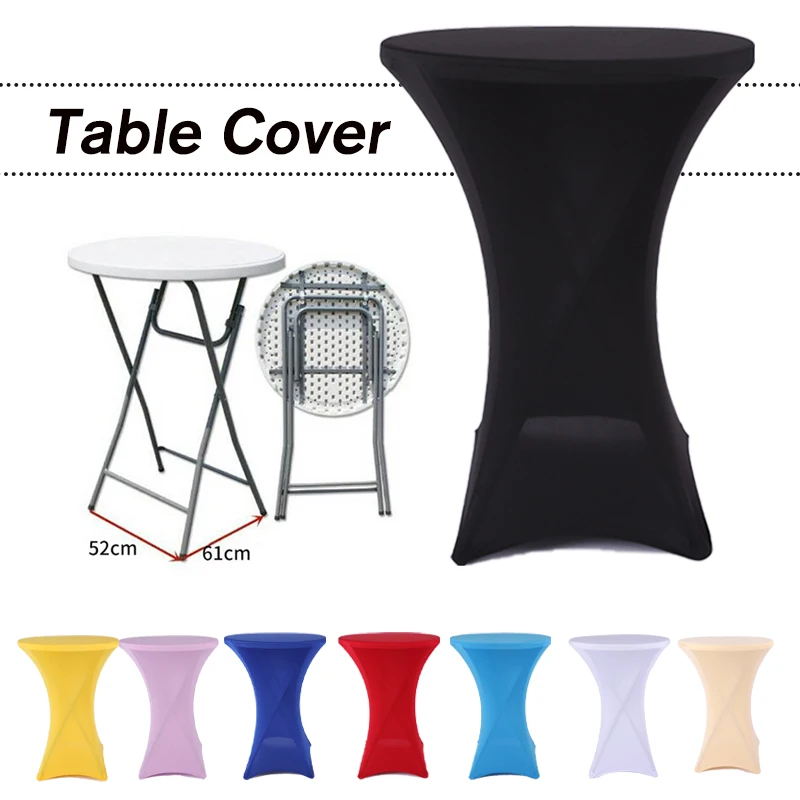 High Stretch Round Tablecloth Cocktail Spandex Table Cloth Bar Hotel Wedding Party White Table Cover 60/80cm Multi-color