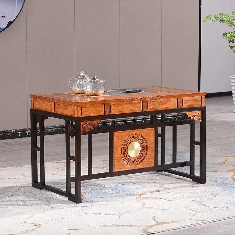 Mahogany Red Sandalwood Kung Fu New Chinese Home Balcony Solid Wood Tea Table One Table Five Chairsl17