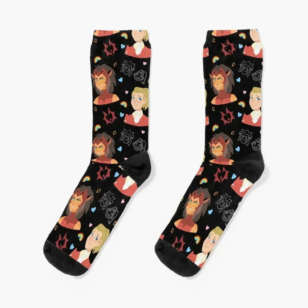 

Catradora Pattern (Black) Socks valentine gift ideas happy Socks Girl Men's