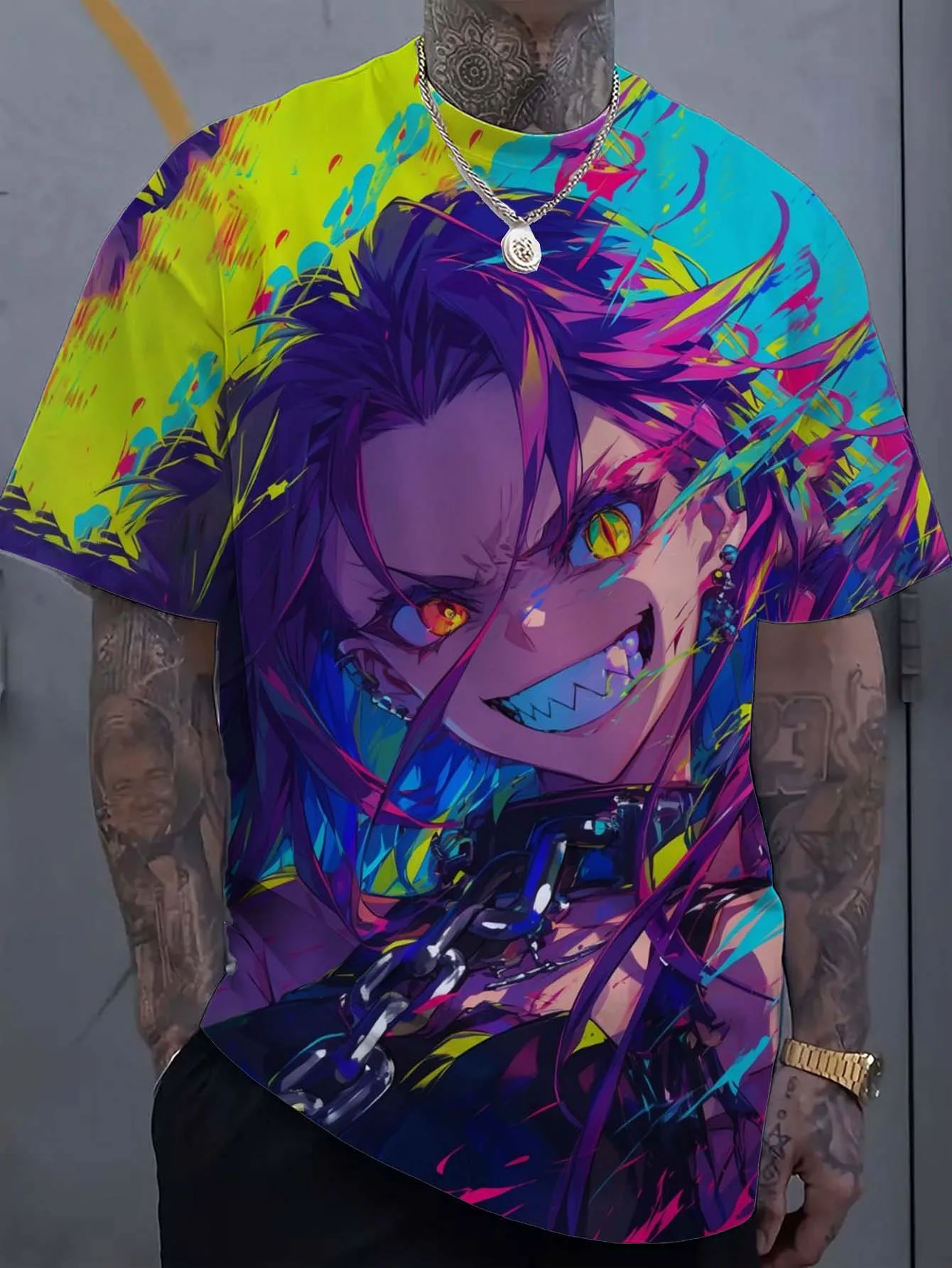 الكرتون مثير فتاة نمط ثلاثية الأبعاد مطبوعة تي شيرت رجالي المتضخم البلوز للرجال فتاة سيئة شخصية قميص قصير الأكمام تي شيرت #3