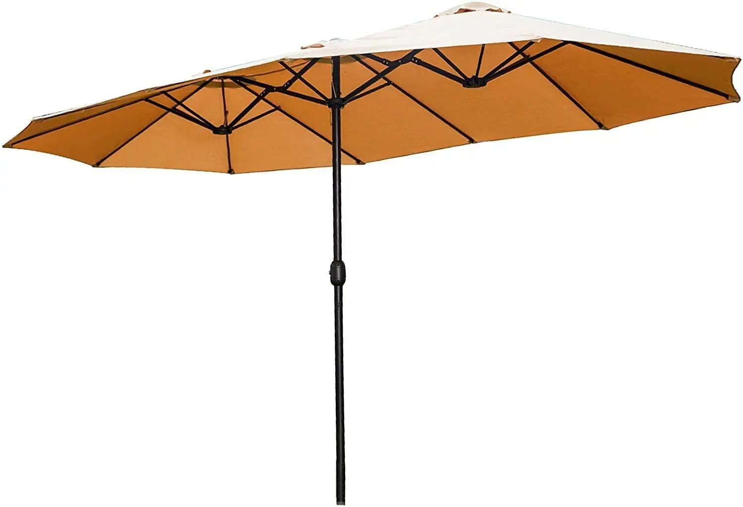 

Double-Sided Market Patio Outdoor Umbrella, 15 Feet Garden Aluminum Umbrella Twin Sun Canopy Umbrella with Crank (Khaki)