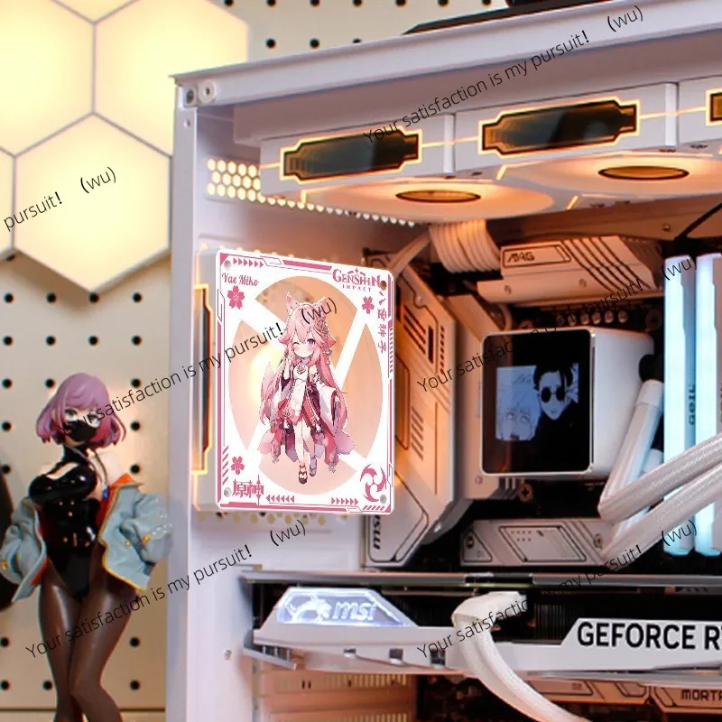 Computer case fan acrylic baffle fan cover base bracket personalized decorative mesh cover chassis figure