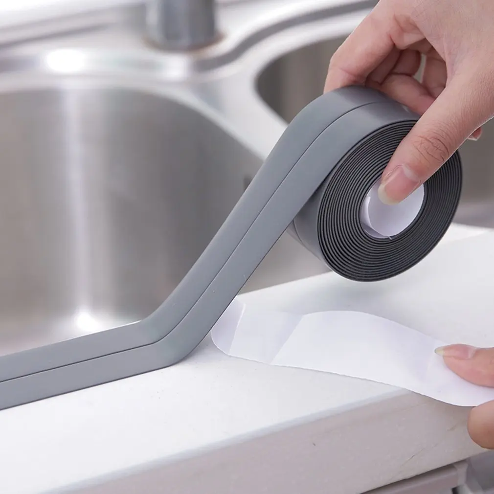 Selotip penyegel PVC kamar mandi, pita perekat Toilet kamar mandi, pita perekat tahan jamur tahan air untuk sudut dinding wastafel dapur
