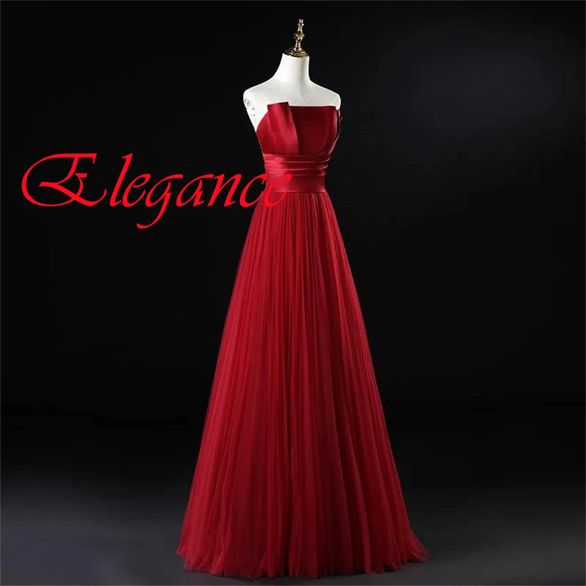 Personalizado clássico borgonha tule vestido de noite gracioso sem alças sem mangas rendas até voltar trem varredura vestidos de ocasião especial