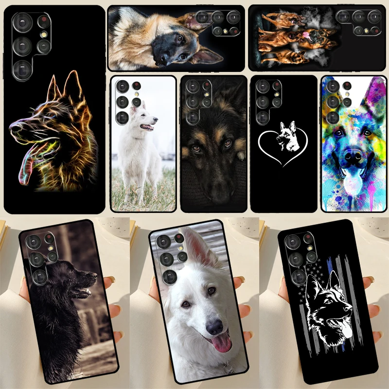 Cartoon German Shepherd Dog Phone Case For Samsung Galaxy S23 S20 FE S21 Ultra S22 Plus Note 10 20 S8 S9 S10 Plus Cover