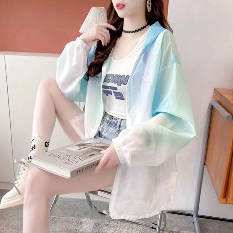 Quick Dry Breathable Sunscreen Coat Women Lightweight Coat UV Protection Thin Jackets Matching Chic Hoodie Sweet Casual Raincoat
