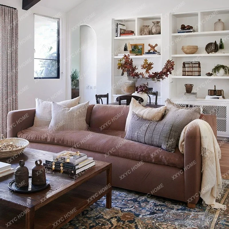 Modern Luxury Straight Sofa Multi Person Soft Backrest  Simple Sofa Living Room Furniture