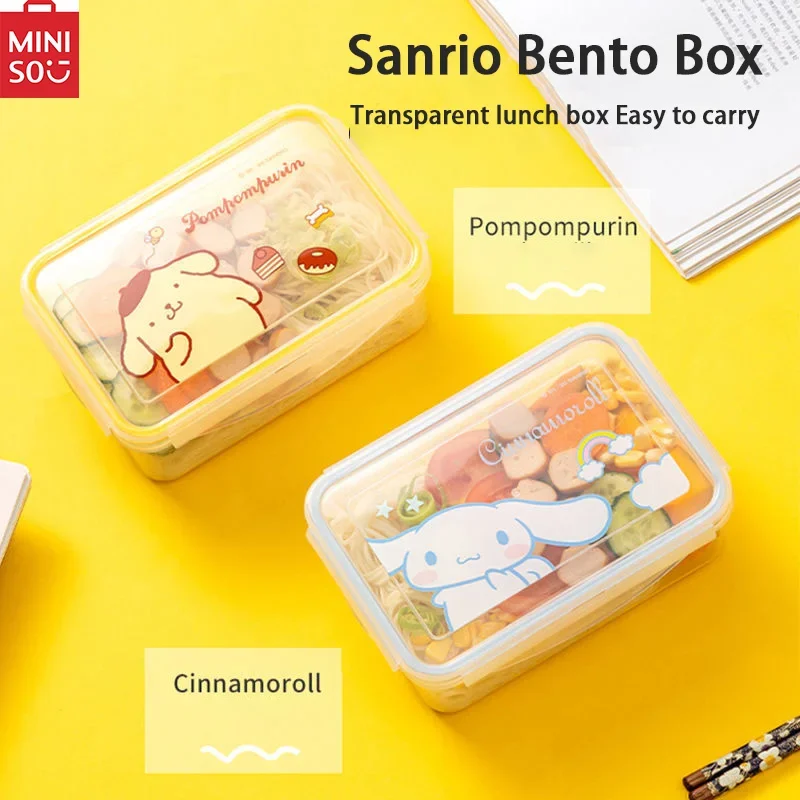 MINISO Sanrio Series Pudding Dog Cinnamon Dog Melody Bento Box con quattro BucklesCute Lunch Box grande capacità