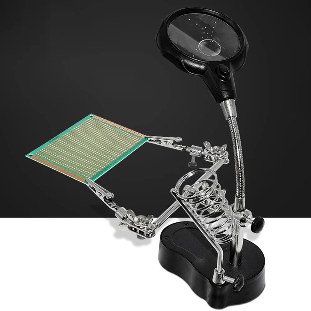 LED Illuminated Magnifier with 3.5X Lens 60mm Size and 360 Degree Rotatable Metal Hose for Detail Oriented Tasks