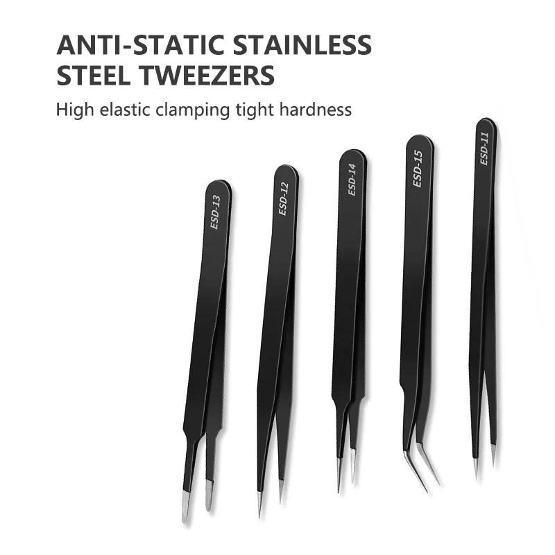 6 pçs pinças de aço inoxidável antiestáticas multiuso pinças de cílios afiadas pinças de sobrancelha