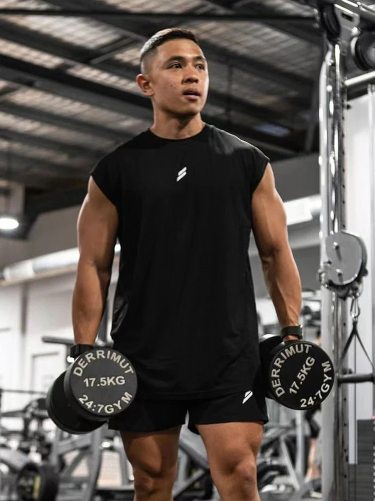 Męska koszulka bez rękawów szybkoschnąca koszulka fitness kulturystyka męska modna koszulka do koszykówki siateczkowa oddychająca letnia koszulka na siłownię męska — zdjęcie 2
